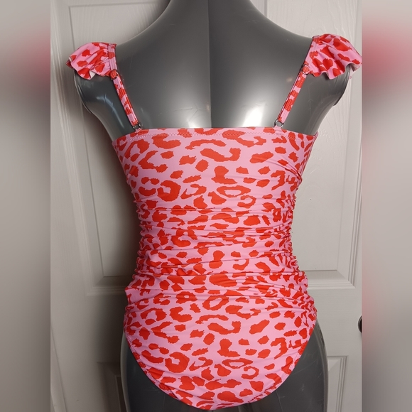 SOLD-NWT - Size S - Hilinker Pink Leopard Print One Piece Swimsuit - Picture 7 of 10